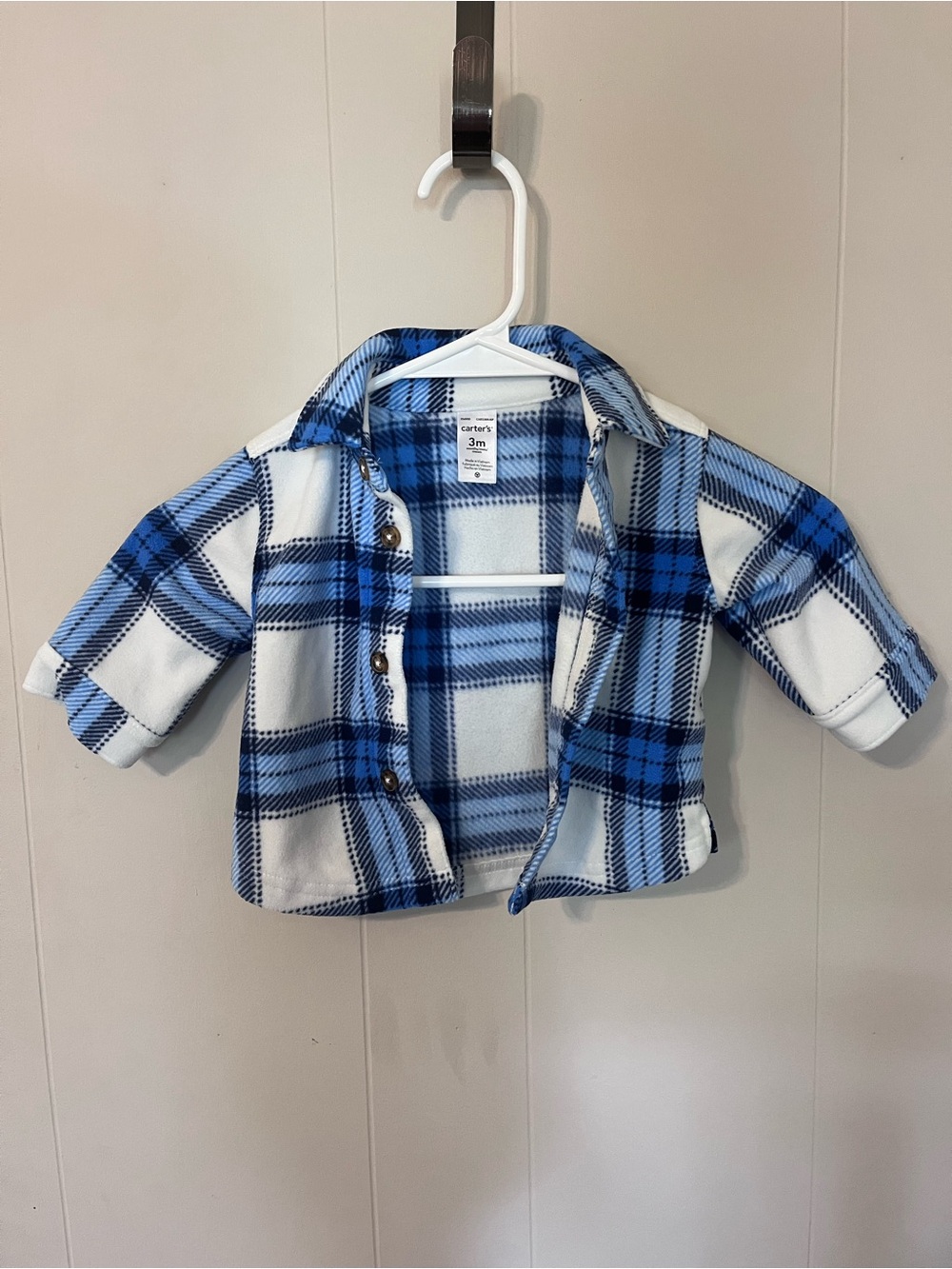Carter's Blue and White Plaid Fleece Button-Down Shirt - NWOT